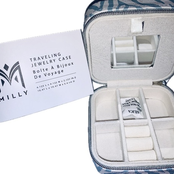 NWT MILLY TRAVELING JEWELRY 💍 CASE - BLUE 🩵 & WHITE 🤍 🦓, OS, BNWT - Picture 14 of 15